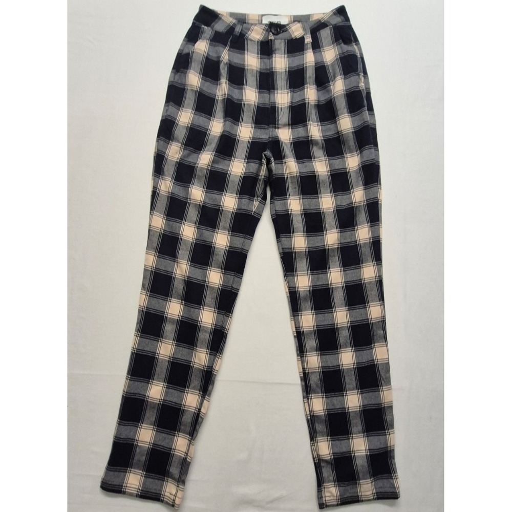 NWT Rollas women's horizon checkered high waisted tapered flannel‎ pants Medium